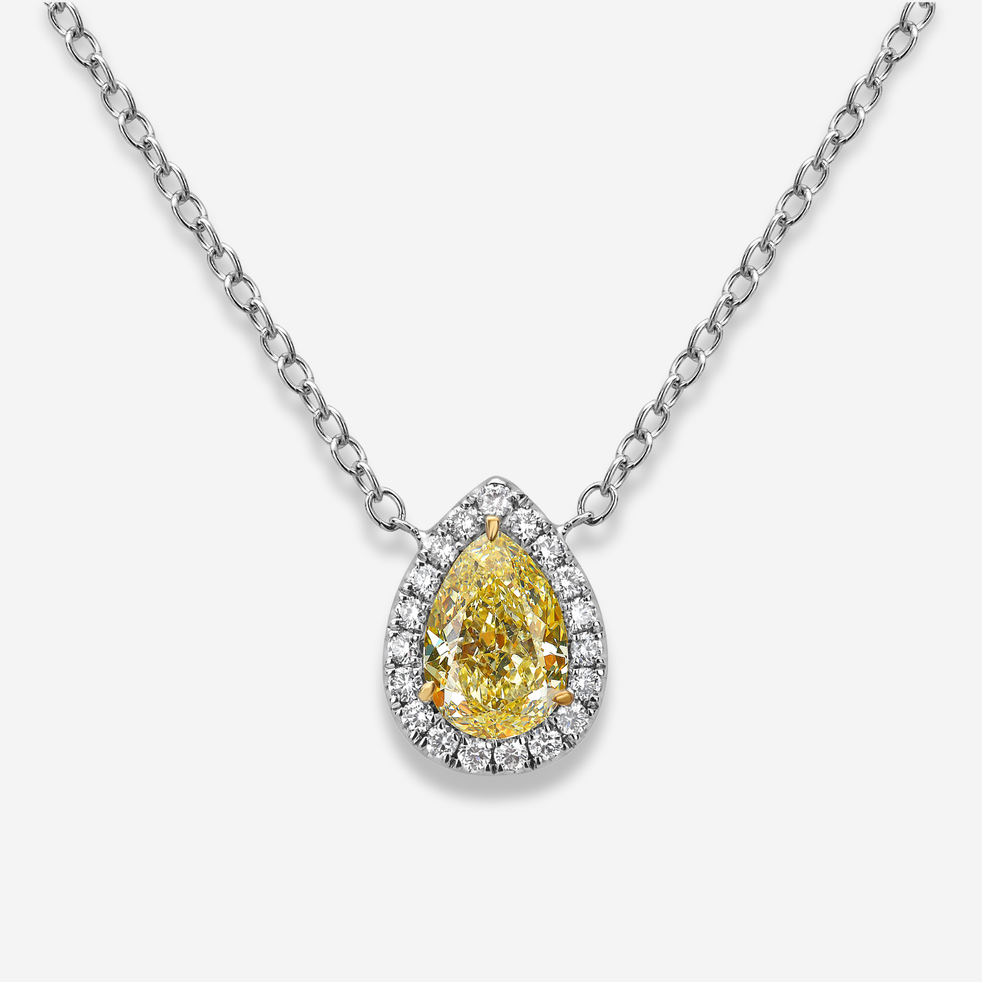 Yellow Pear diamond pendant necklace by Rare Colors by Namdar, New York City