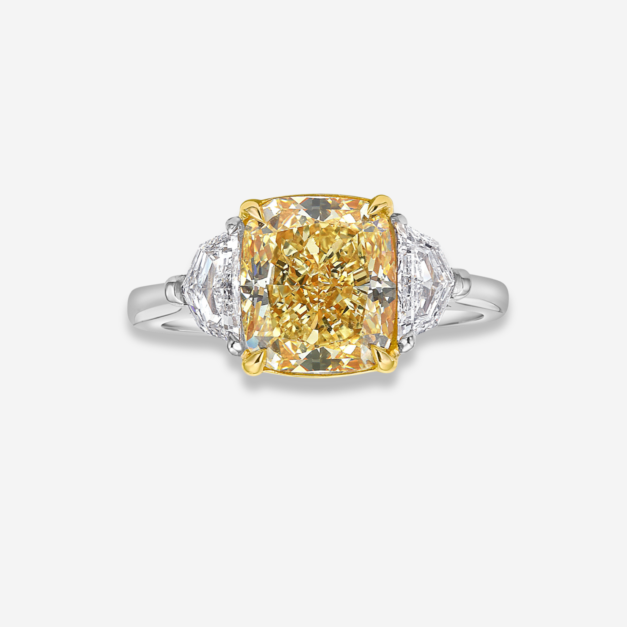 5.44ct Fancy Yellow Cushion Diamond Engagement Ring