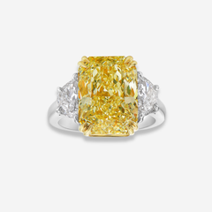 5ct Fancy Light Yellow Elongated Radiant Diamond Engagement Ring