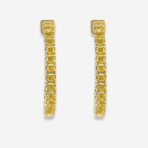 5 Carat Fancy Intense Yellow Diamond Hoops