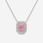 Pink Elongated Radiant Diamond Double Halo Pendant