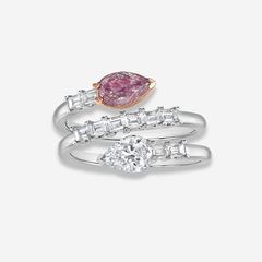 Pink and White Diamond Spiral Ring
