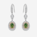 Green Oval Diamond Drop Earrings
