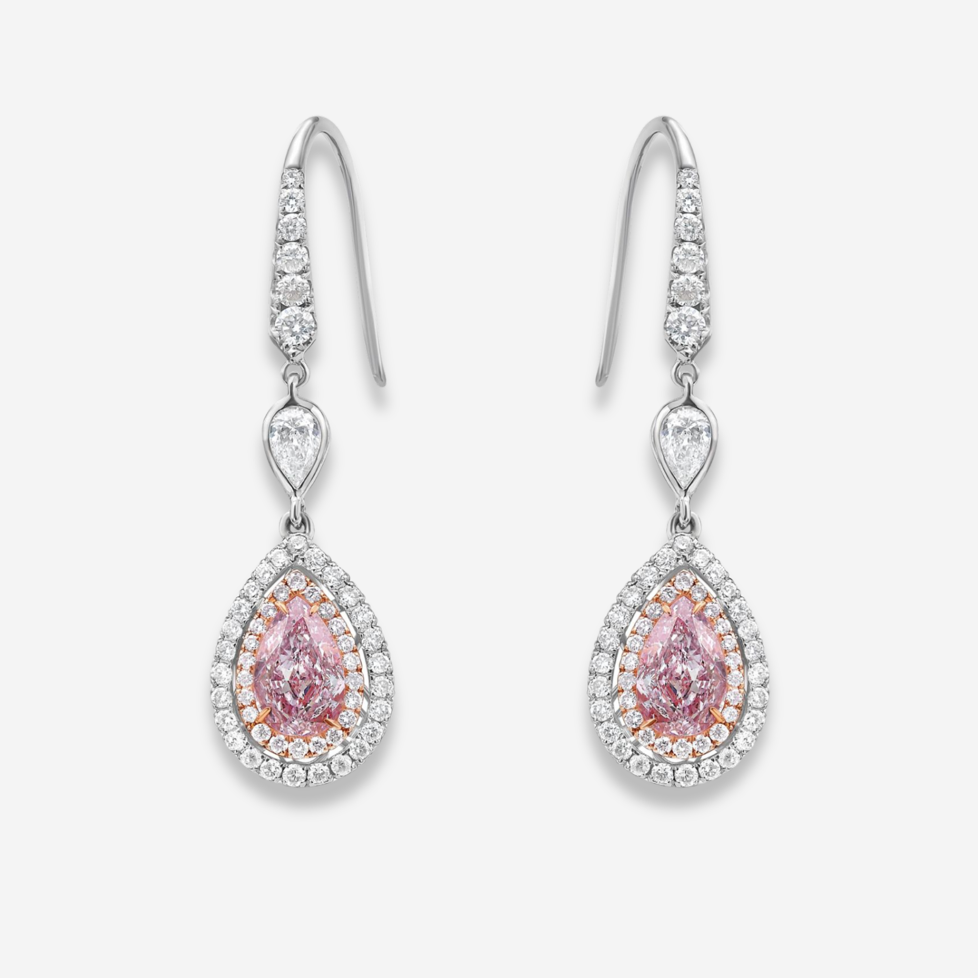 Rare Colors by Namdar Pink Pear diamond drop earrings, New York City