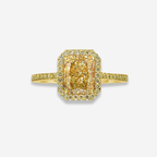 3ct Radiant Diamond Golden Halo Engagement Ring