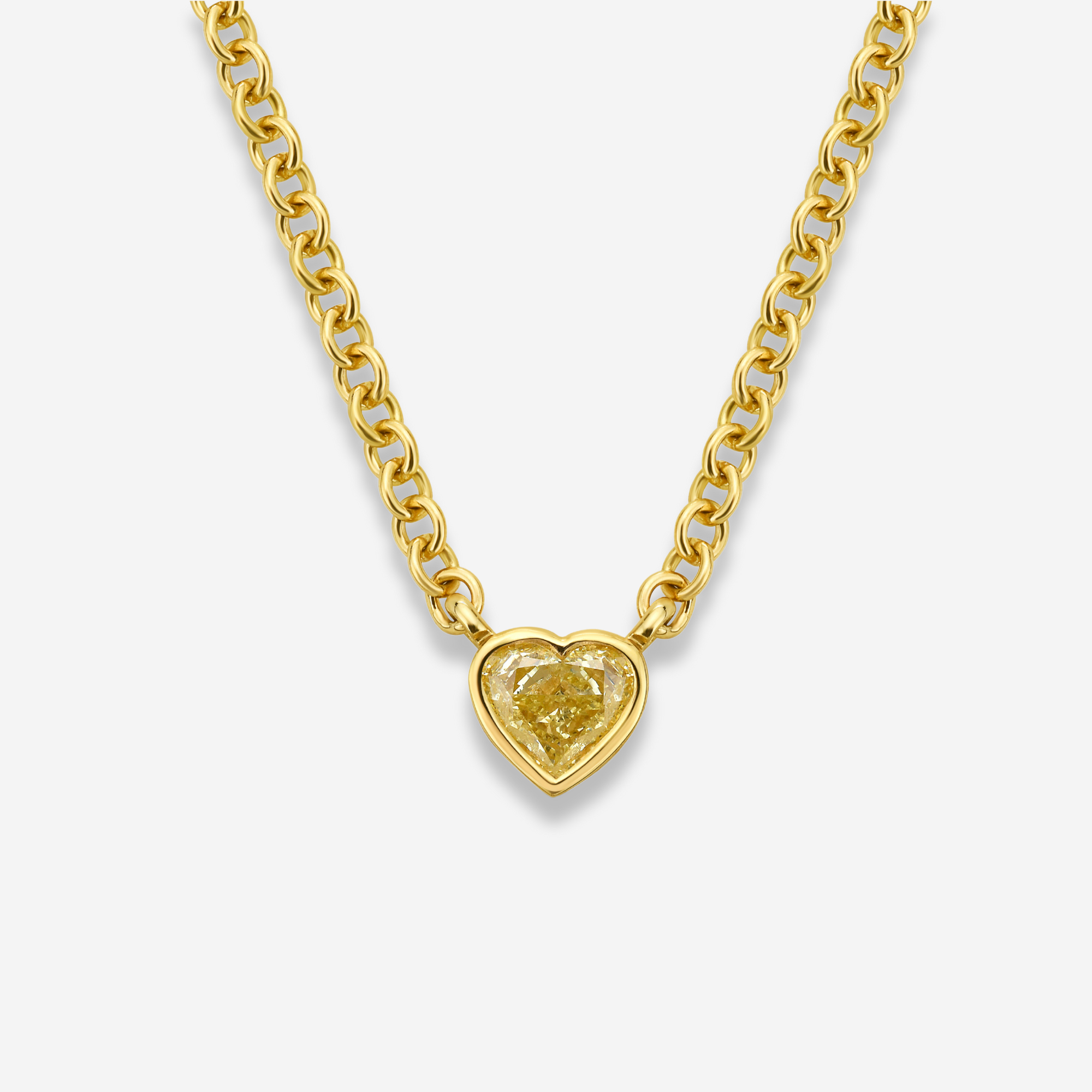 Light Yellow Heart Diamond Bezel Pendant