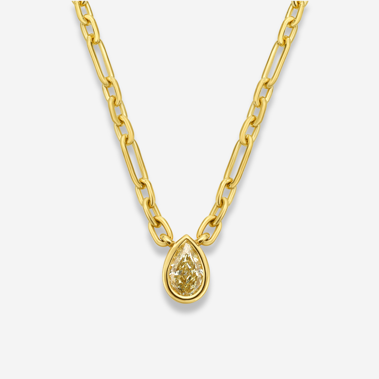 Light Yellow Pear Diamond Bezel Pendant