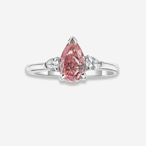 1ct Intense Pink Pear Diamond Engagement Ring