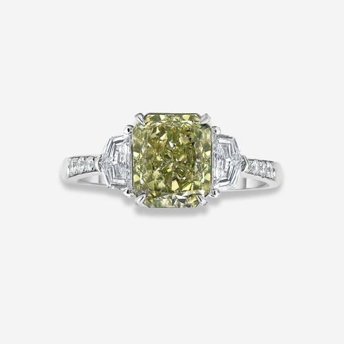 2ct Green Radiant Diamond Engagement Ring
