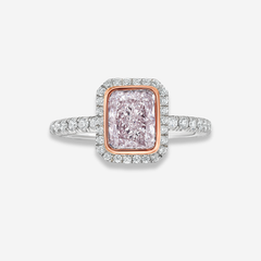 Pink Elongated Radiant Diamond Engagement Ring