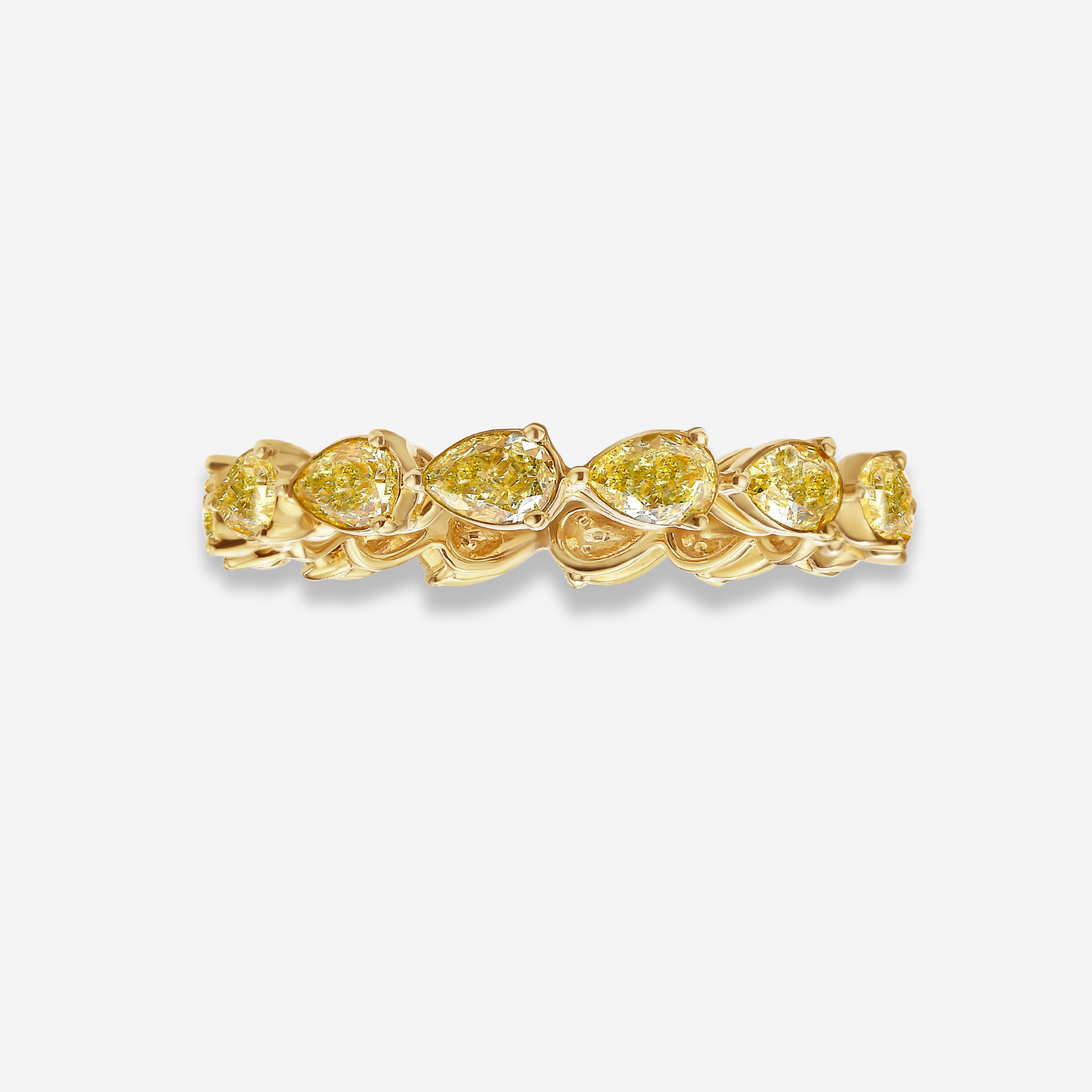 Intense Yellow Pear diamond eternity band, handcrafted by Rare Colors by Namdar