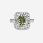 2ct Green and White Diamond Ring
