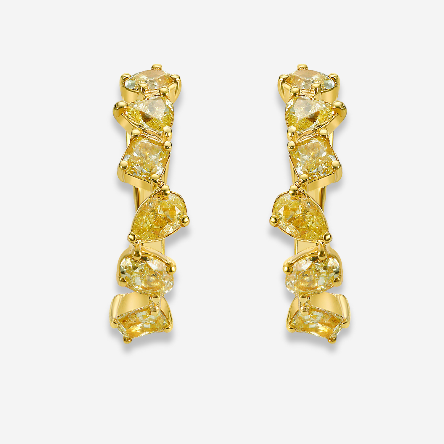 Mixed Intense Yellow Diamond Hoops