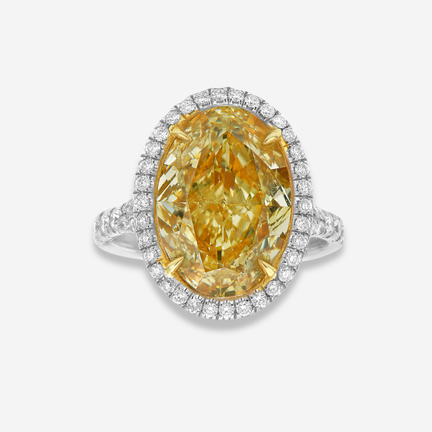 6ct Fancy Light Yellow Oval Diamond Halo Engagement Ring