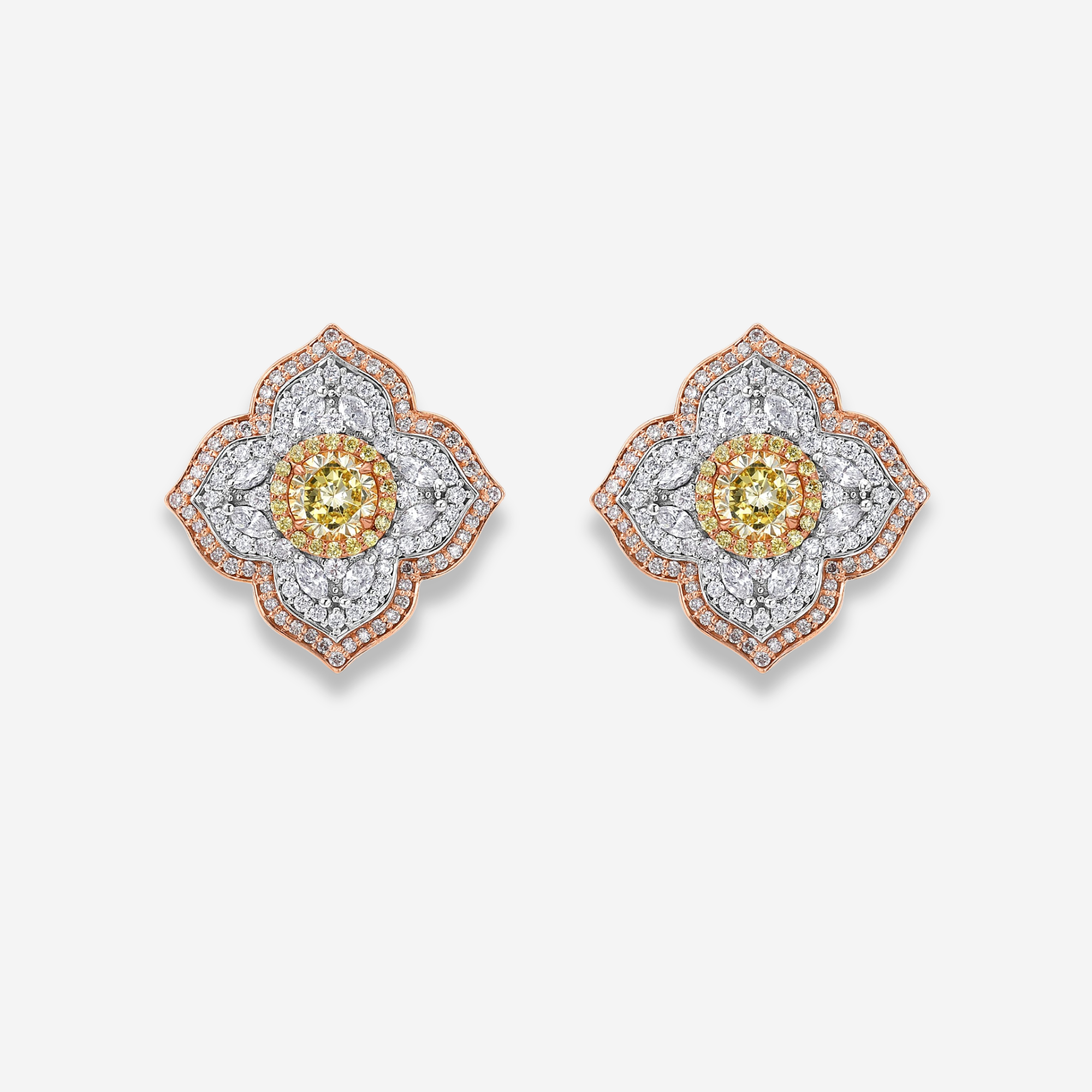 2ct Yellow Round diamond stud earrings, handcrafted by Rare Colors by Namdar