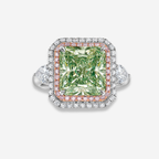4ct Green Radiant Diamond Ring