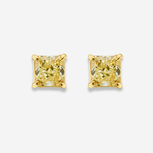 4.96ct Fancy Light Yellow Radiant Diamond Studs