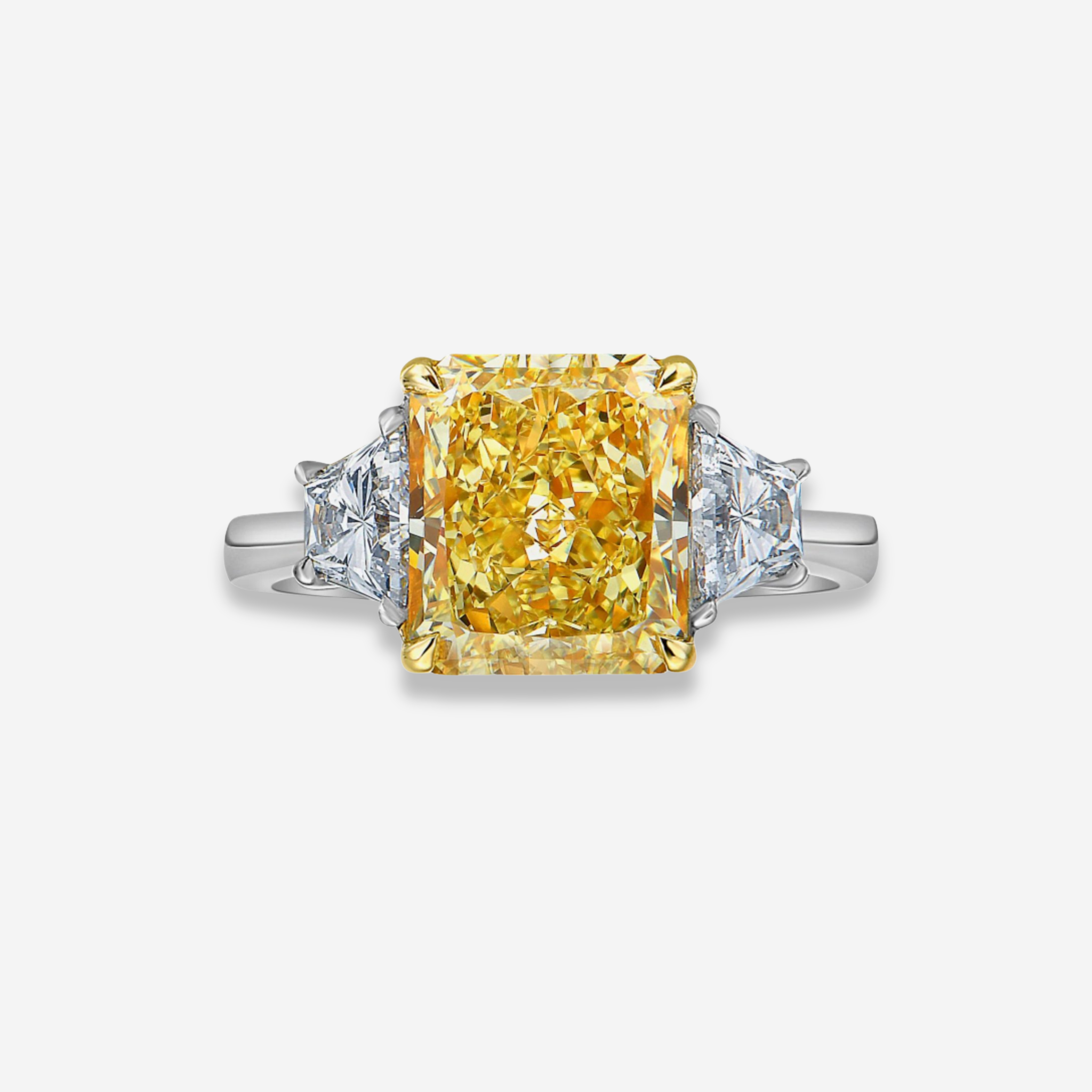 3ct Fancy Yellow Elongated Radiant Diamond Engagement Ring
