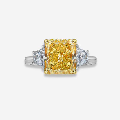 3ct Fancy Yellow Elongated Radiant Diamond Engagement Ring