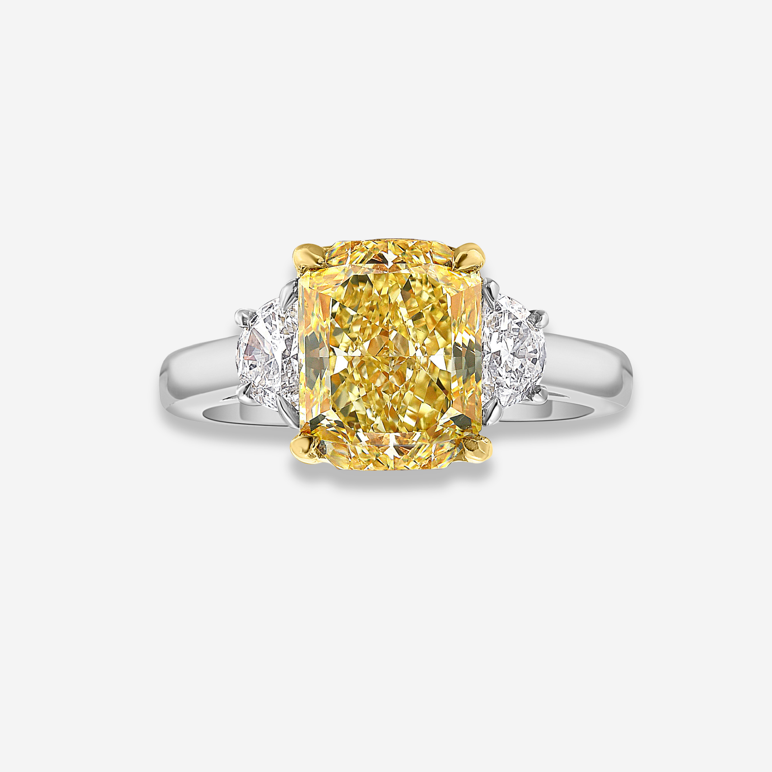 3ct Fancy Yellow Elongated Radiant engagement ring — color diamond specialists Rare Colors by Namdar