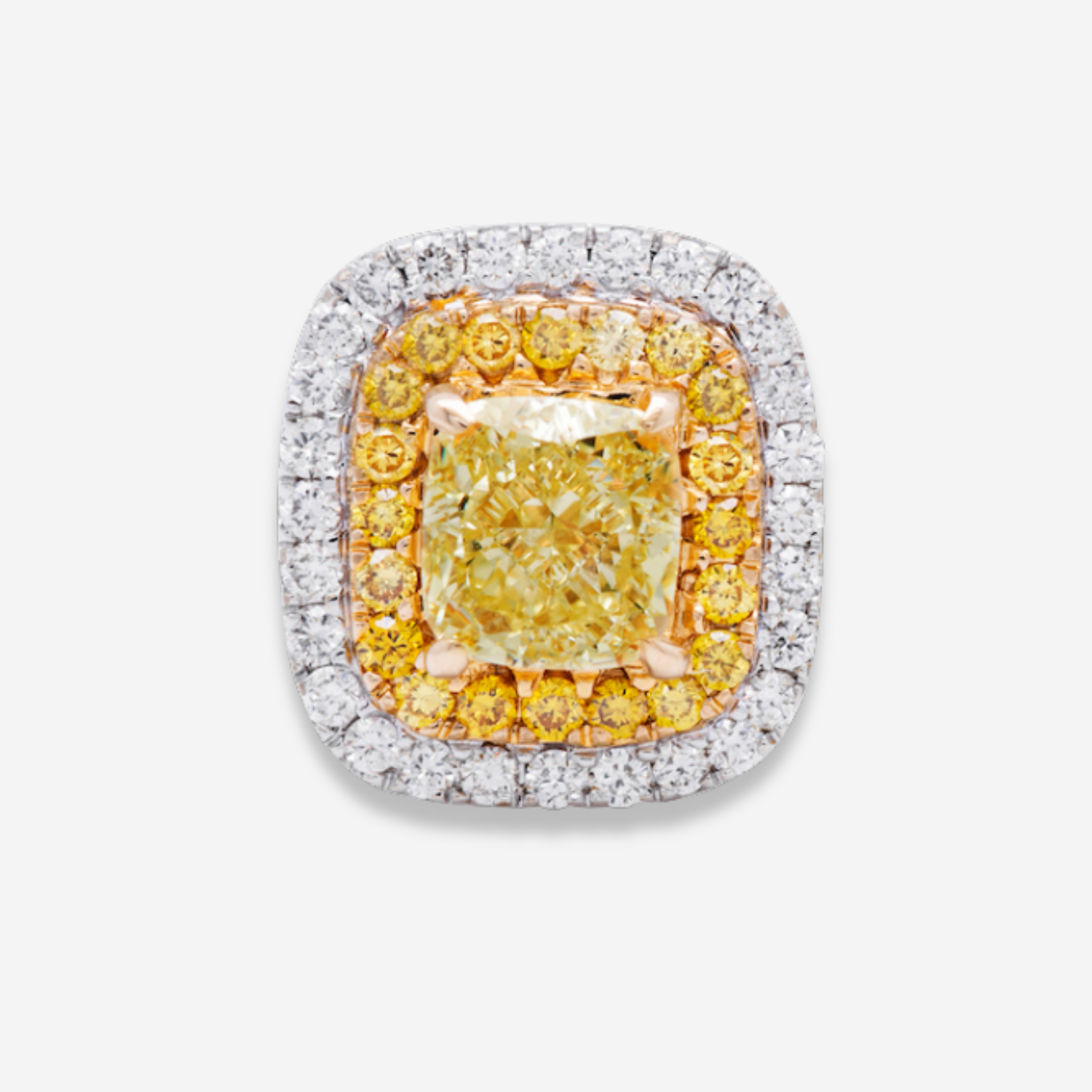 Fancy Yellow Double Halo Diamond Studs