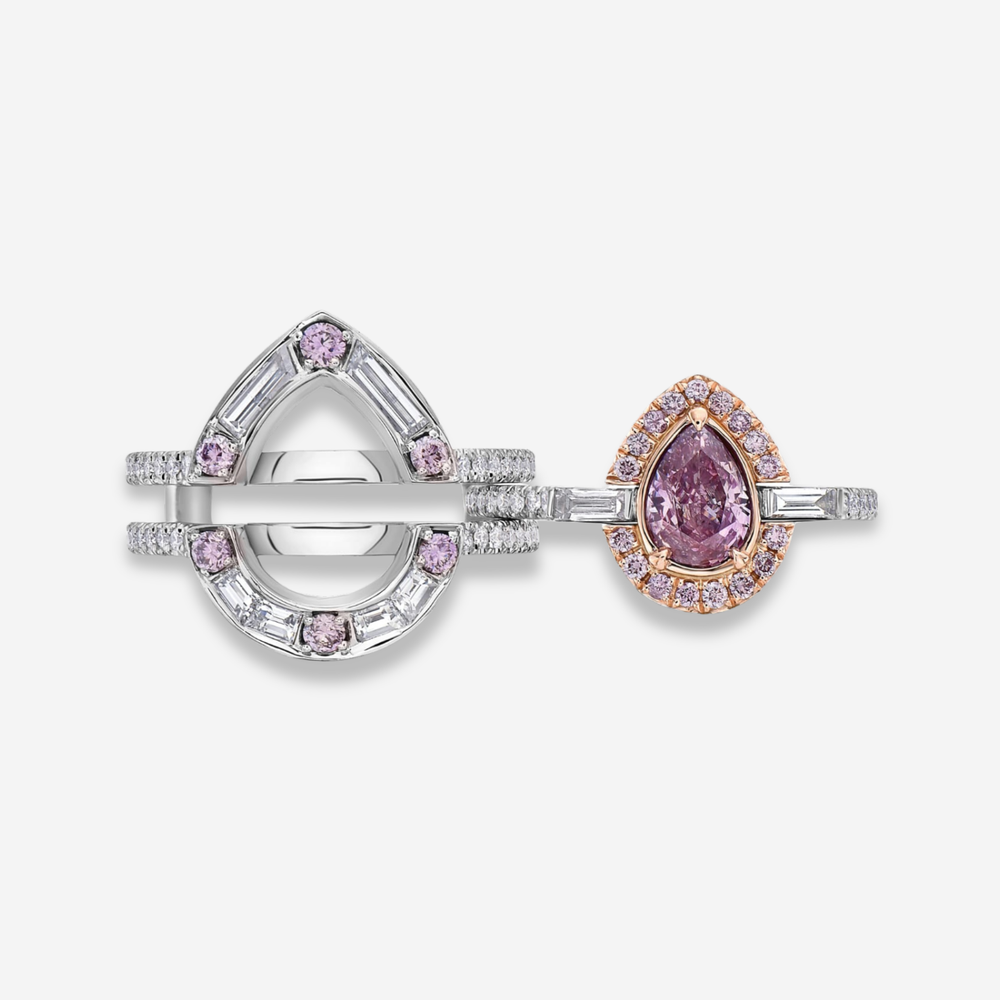 Fancy Intense Purple Pink Pear Diamond Ring