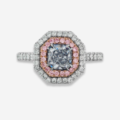 0.86ct Light Blue Radiant Cut Diamond Ring