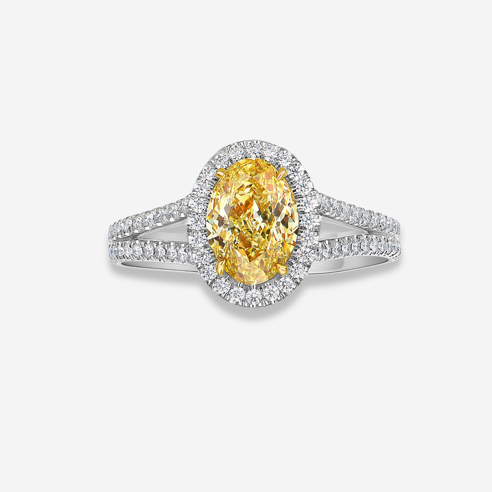 1.47ct Fancy Intense Yellow Oval diamond engagement ring by Rare Colors by Namdar, New York City
