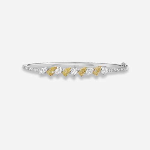Yellow & White Mixed Shape Diamond Bangle
