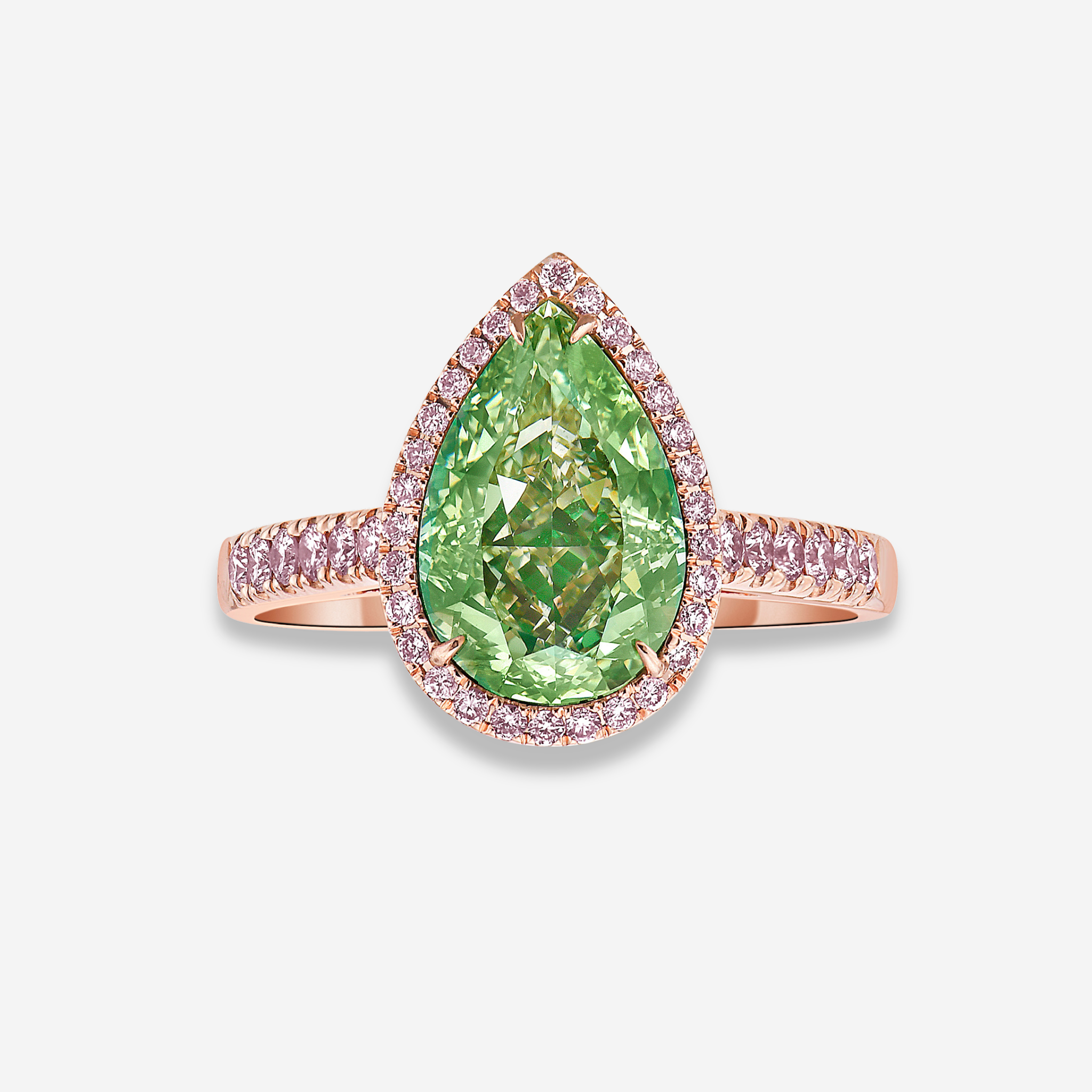 3.39ct Green Pear Diamond Ring