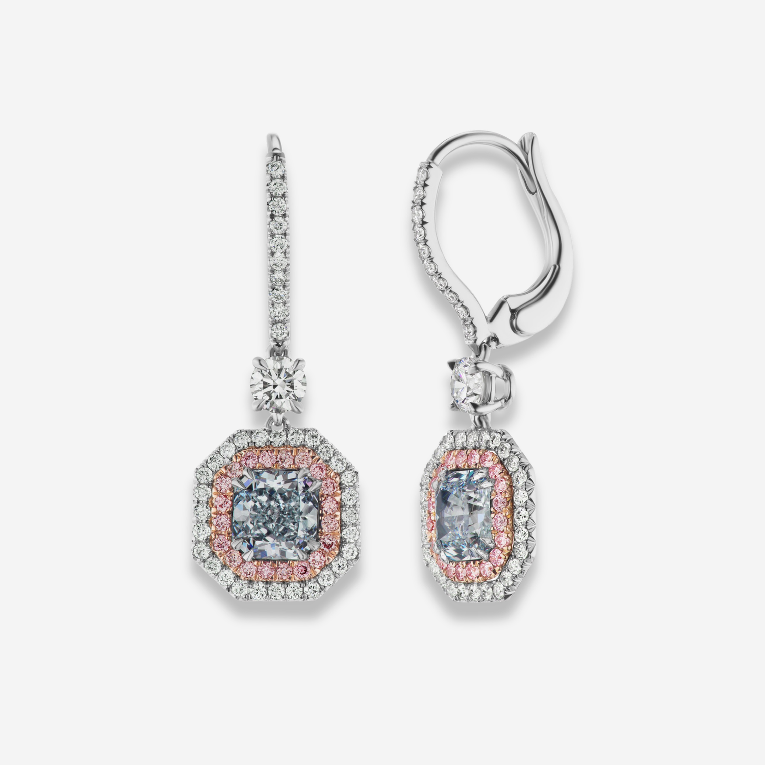 1.5ct Fancy Light Greenish Blue Diamond Earrings