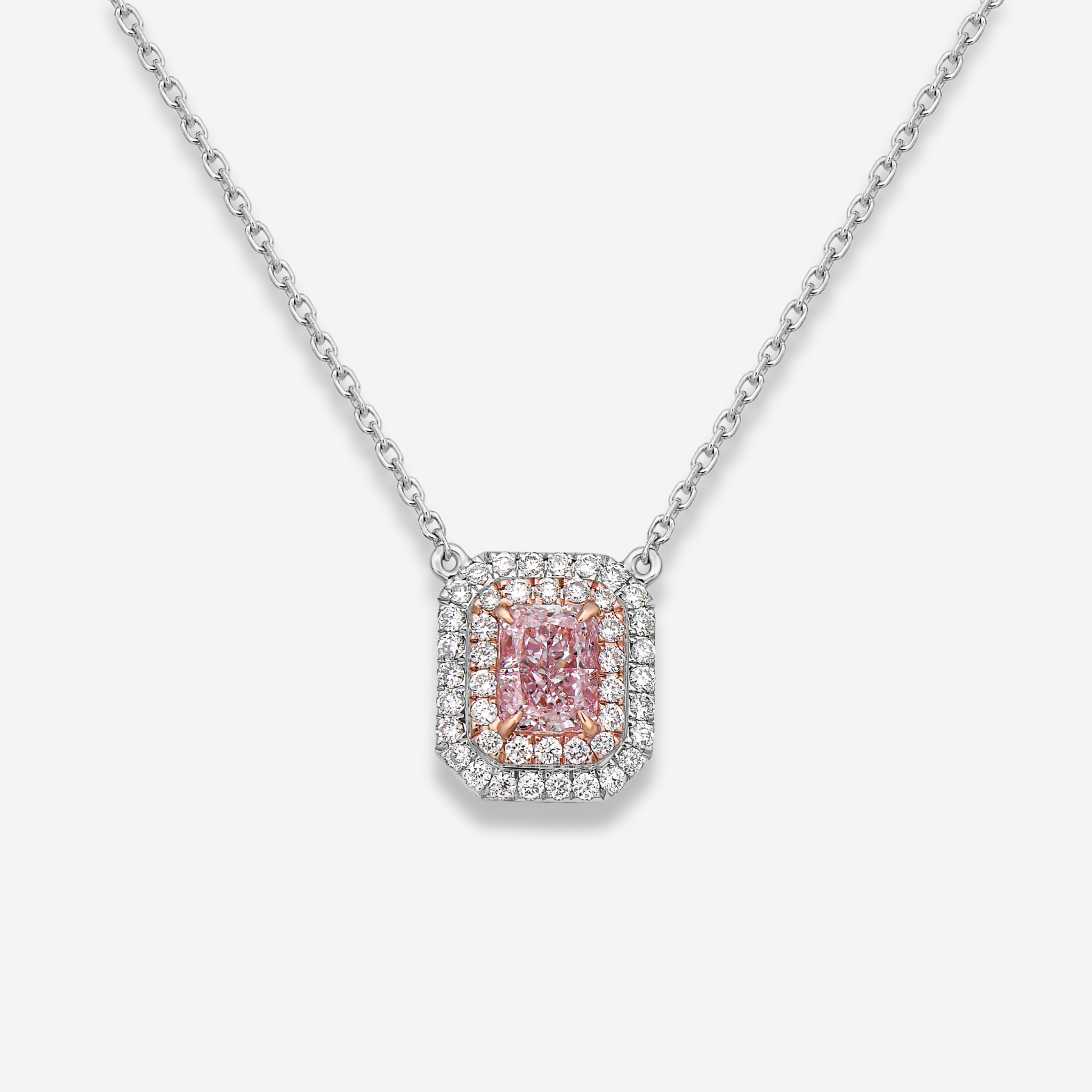 Light Pink Elongated Radiant Diamond Pendant