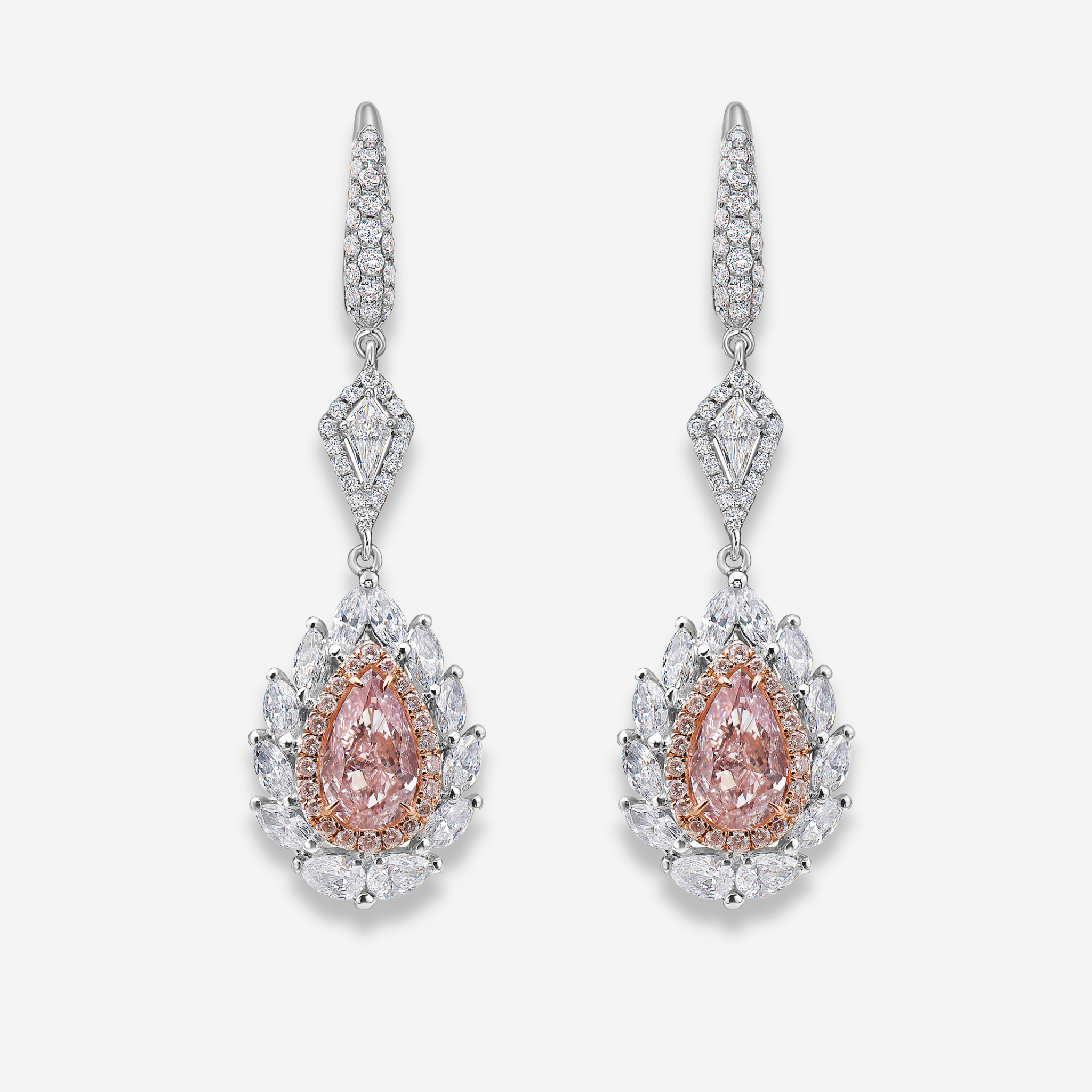 4.32ct Faint Pink Diamond Drop Earrings