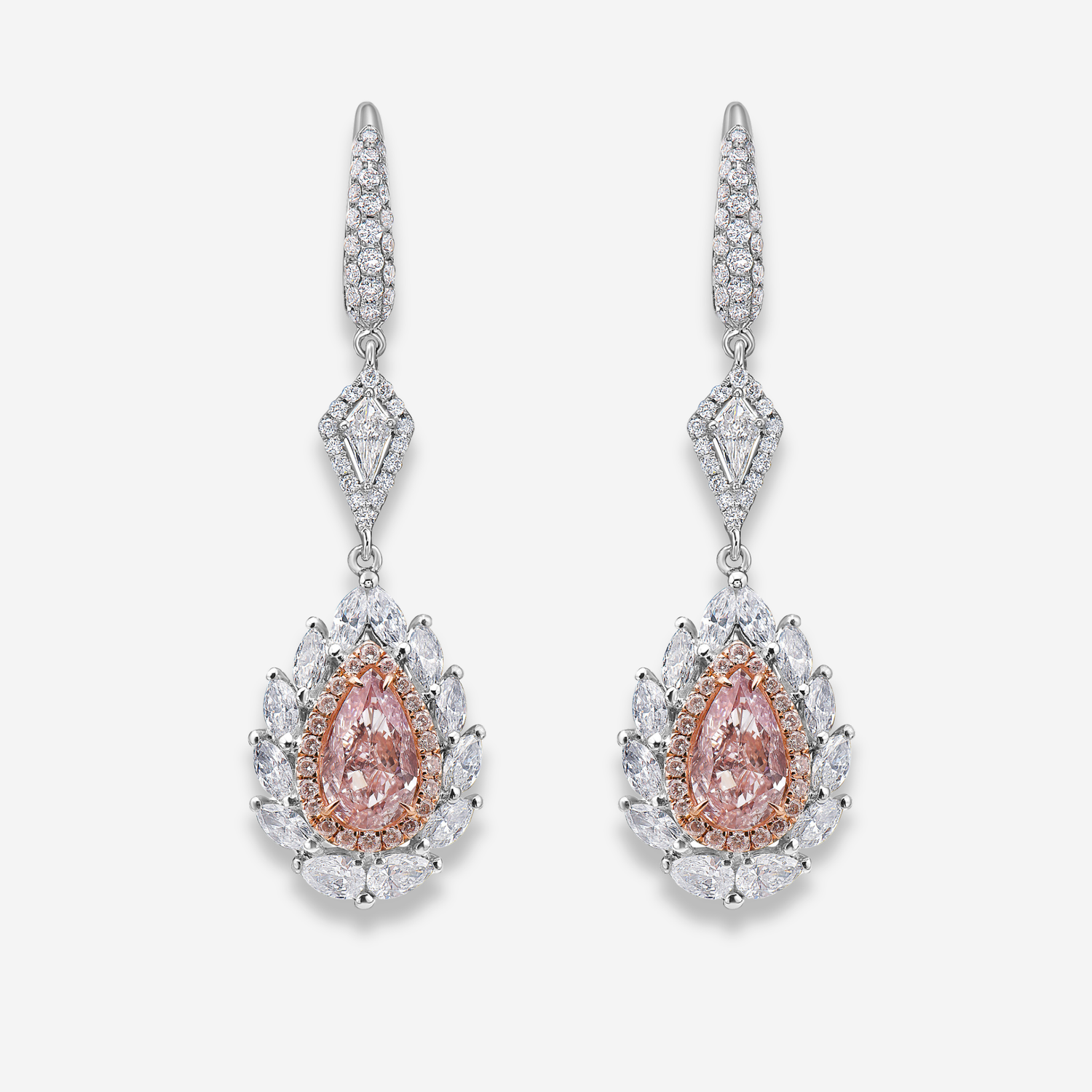 4.32ct Faint Pink Diamond Drop Earrings