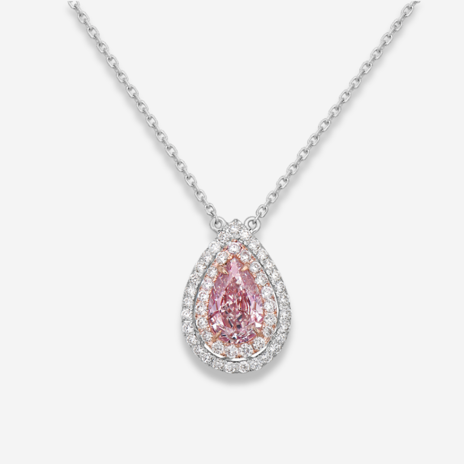 1ct Light Pink Pear diamond pendant, handcrafted by Rare Colors by Namdar