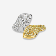 Yellow & White Trillion Two Stone Diamond Ring
