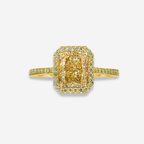 2ct Light Yellow Radiant Halo Diamond Engagement Ring