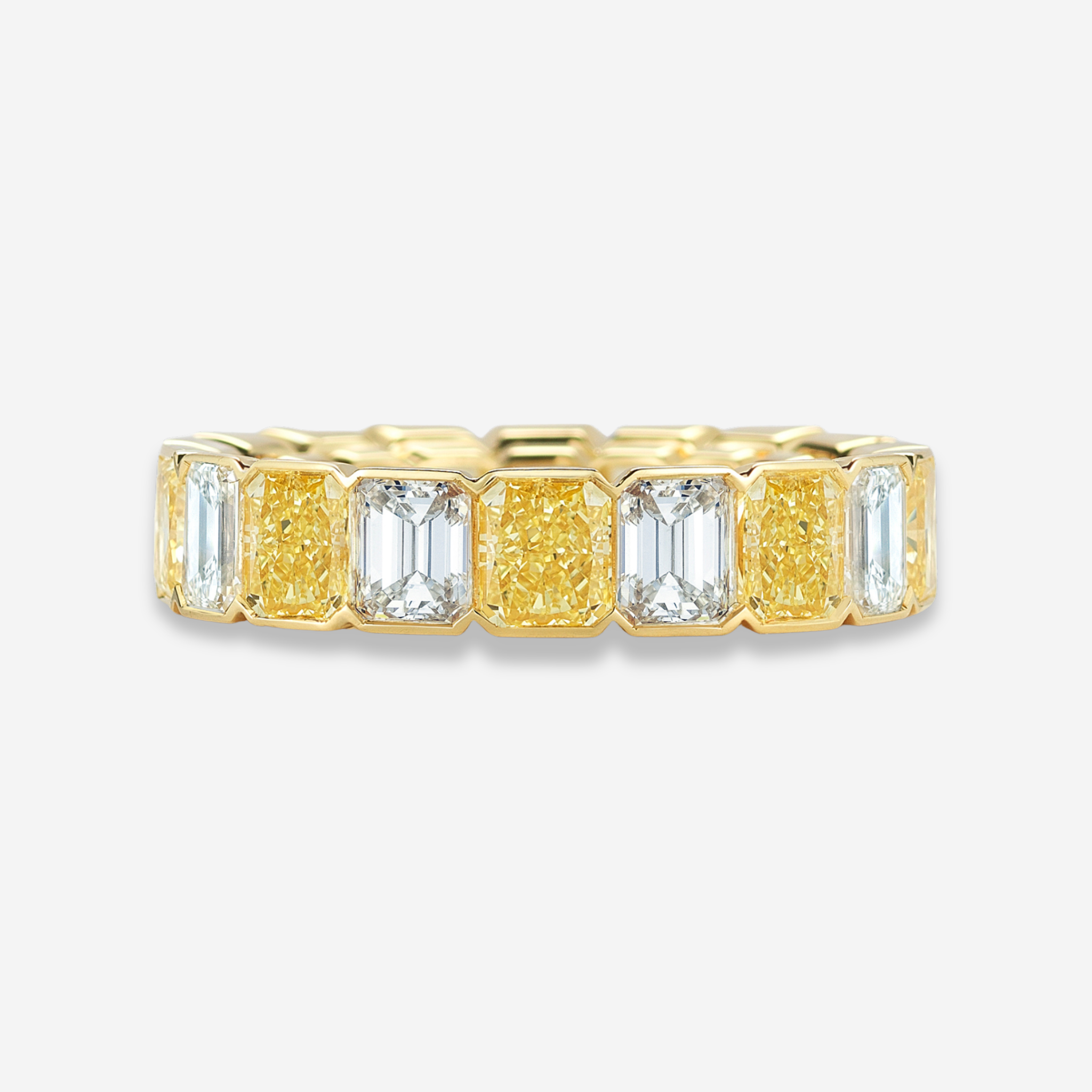 Alternating Fancy Yellow and White Diamond Eternity Band