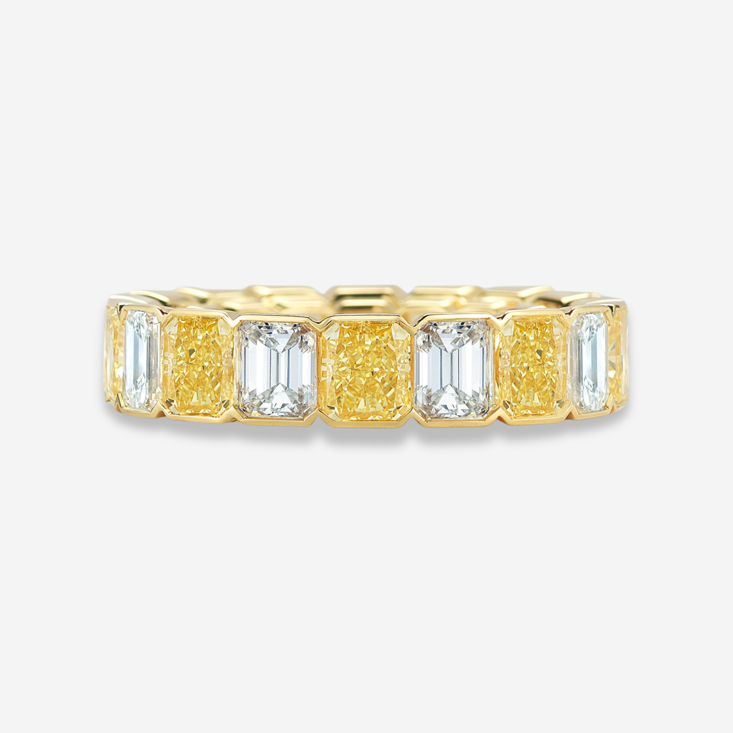 Fancy Yellow diamond eternity band at Rare Colors by Namdar, 5th Avenue New York