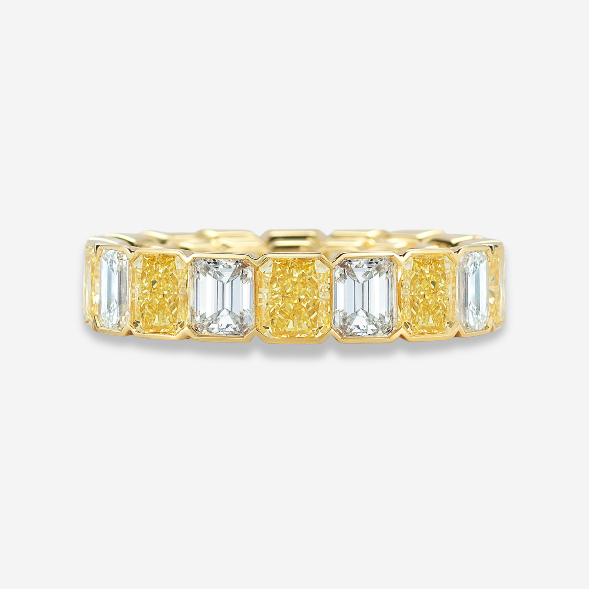 Fancy Yellow diamond eternity band at Rare Colors by Namdar, 5th Avenue New York