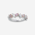 Natural Pink & White Diamond Half Eternity Ring