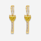 Yellow Heart Diamond Huggie Earrings
