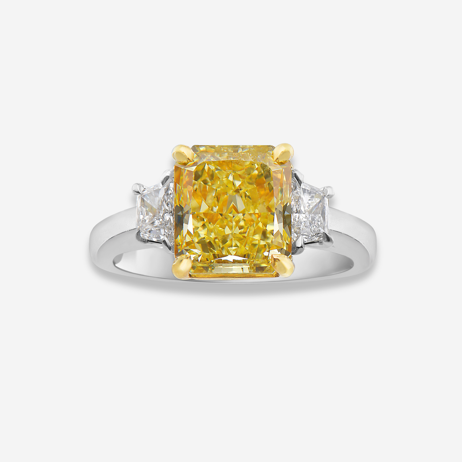 3.46ct Fancy Yellow Cushion diamond ring, handcrafted by Rare Colors by Namdar