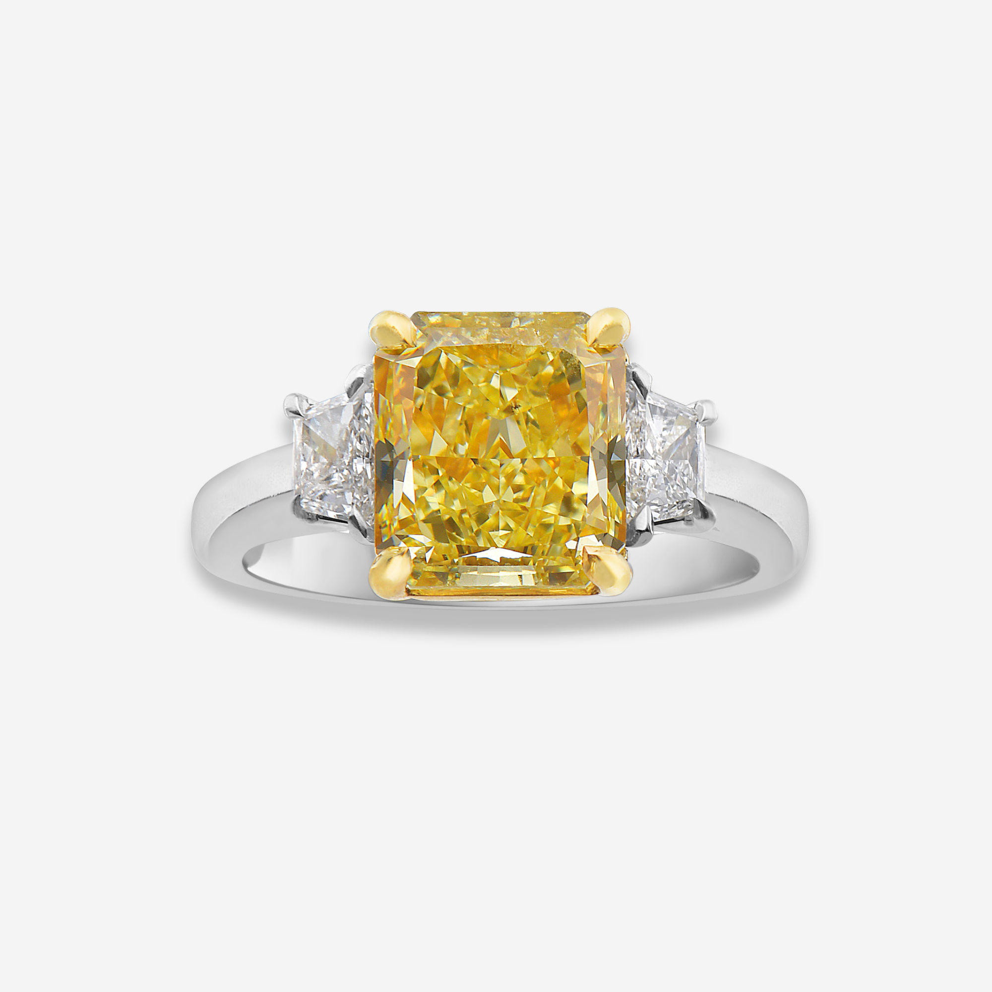 3.46ct Fancy Yellow Cushion diamond ring, handcrafted by Rare Colors by Namdar