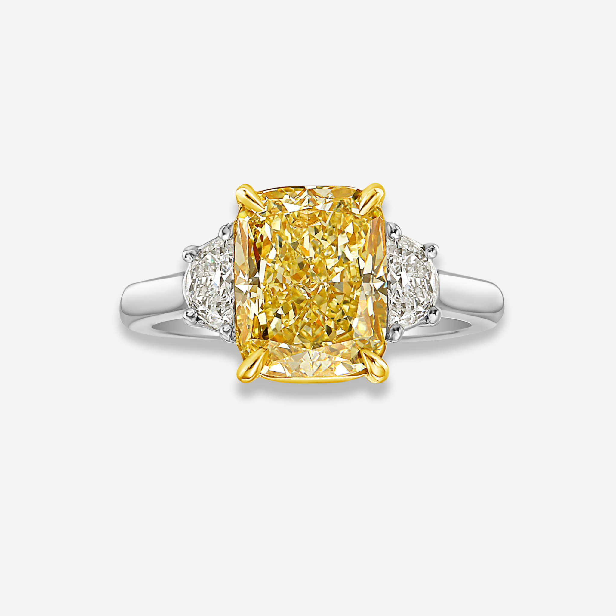 3.48ct Fancy Yellow Cushion Diamond Engagement Ring
