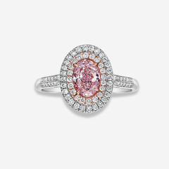 Light Pink Diamond Oval Pendant + Ring