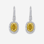 6 Carat Fancy Light Yellow Oval Diamond Drop Earrings