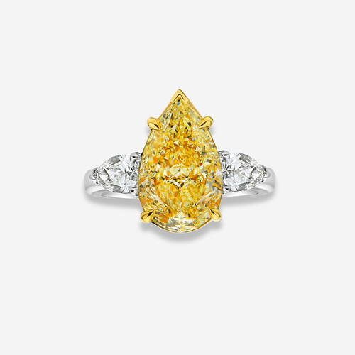 4ct Fancy Light Yellow Pear Diamond Engagement Ring