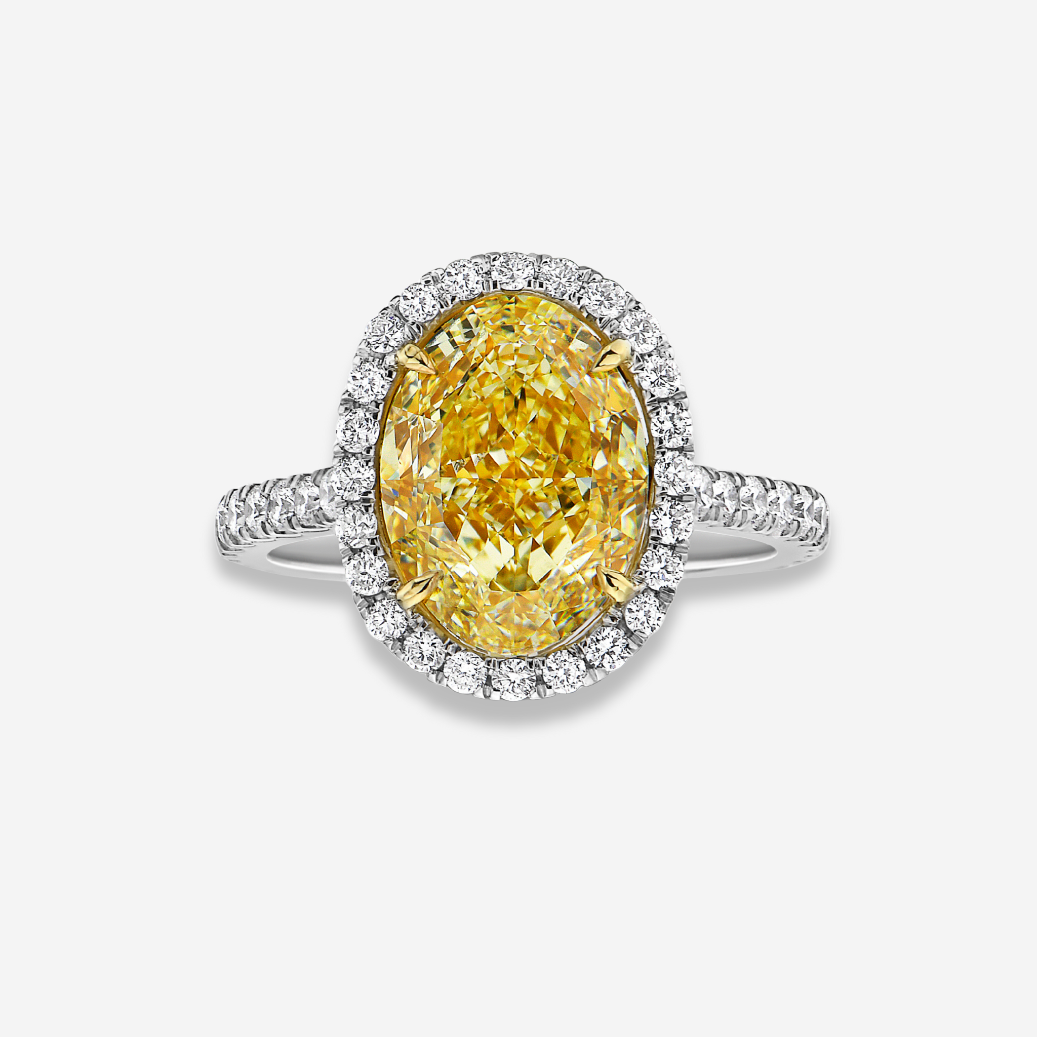 5ct GIA Light Yellow Oval Diamond Halo Engagement Ring | Rare Colors by ...