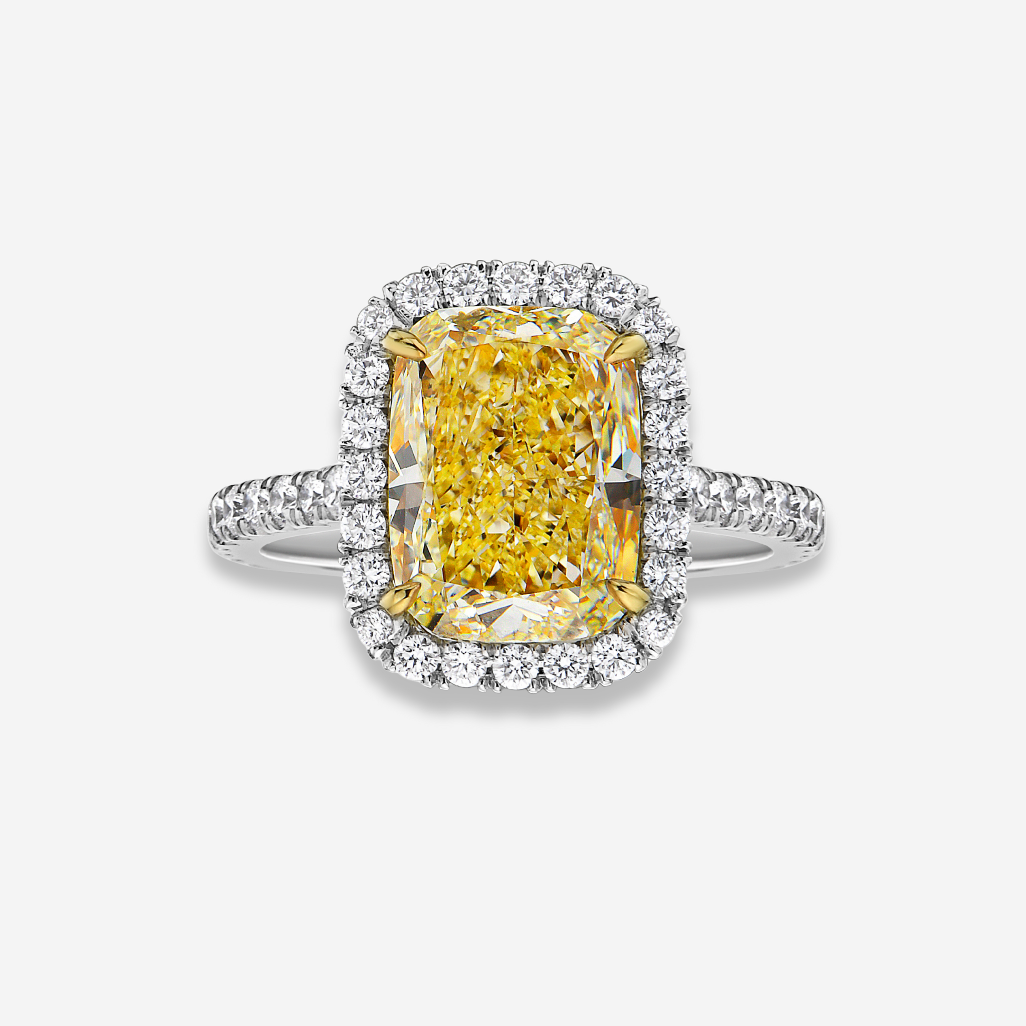 5ct Light Yellow Cushion Diamond Ring – Rare Colors